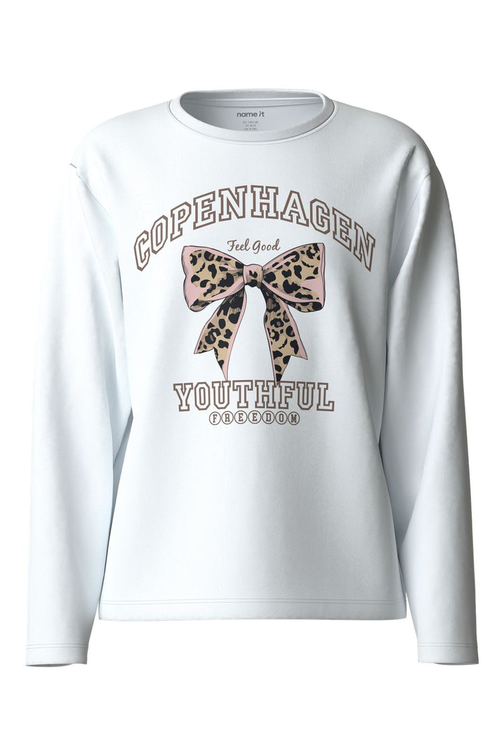 Name It - Nkfveen Ls Nreg Top - 5117935 Bright White Leo Bow