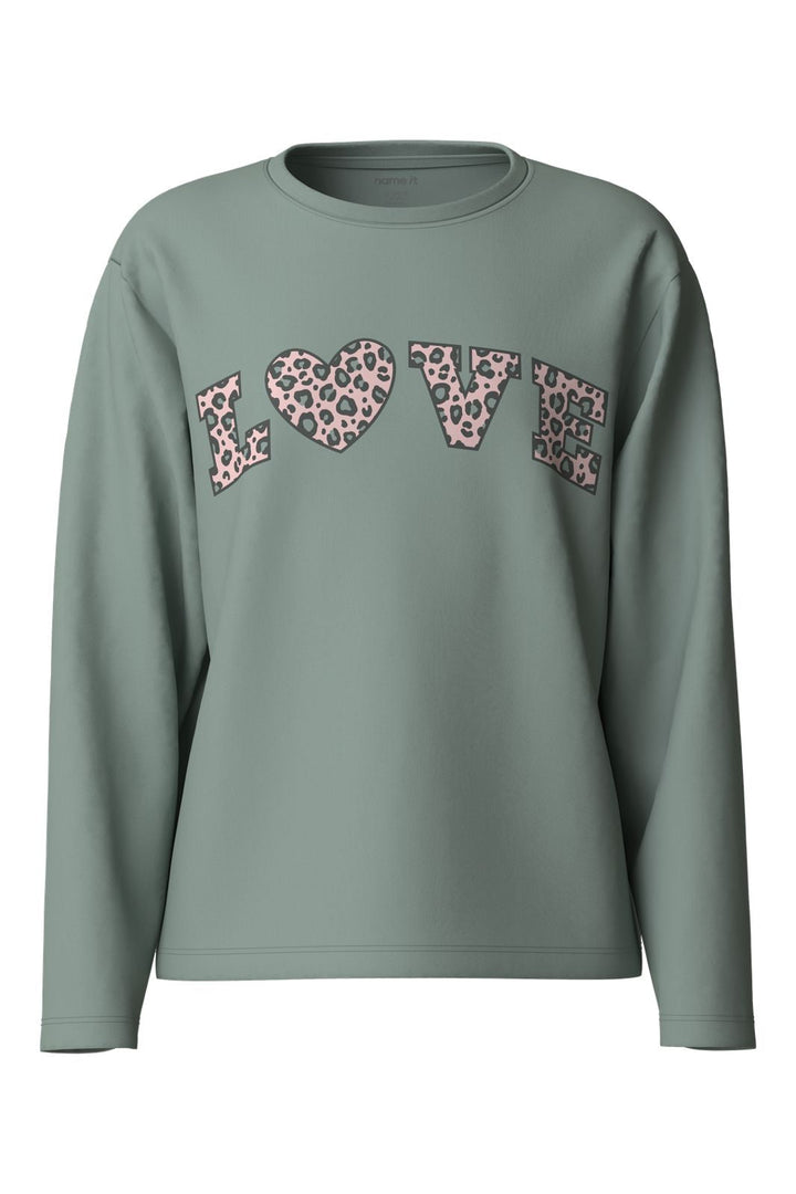Name It - Nkfveen Ls Nreg Top - 5117937 Green Milieu Leo Love