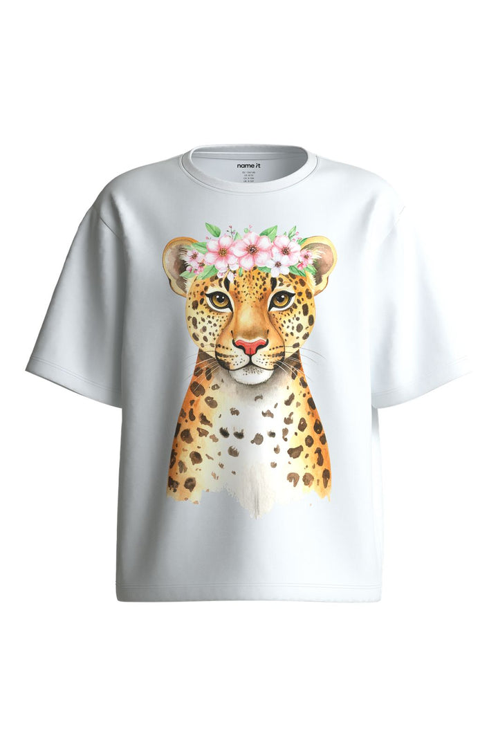 Name It - Nkfvotea Ss Nreg Top - 5088656 Bright White Flower Leopard