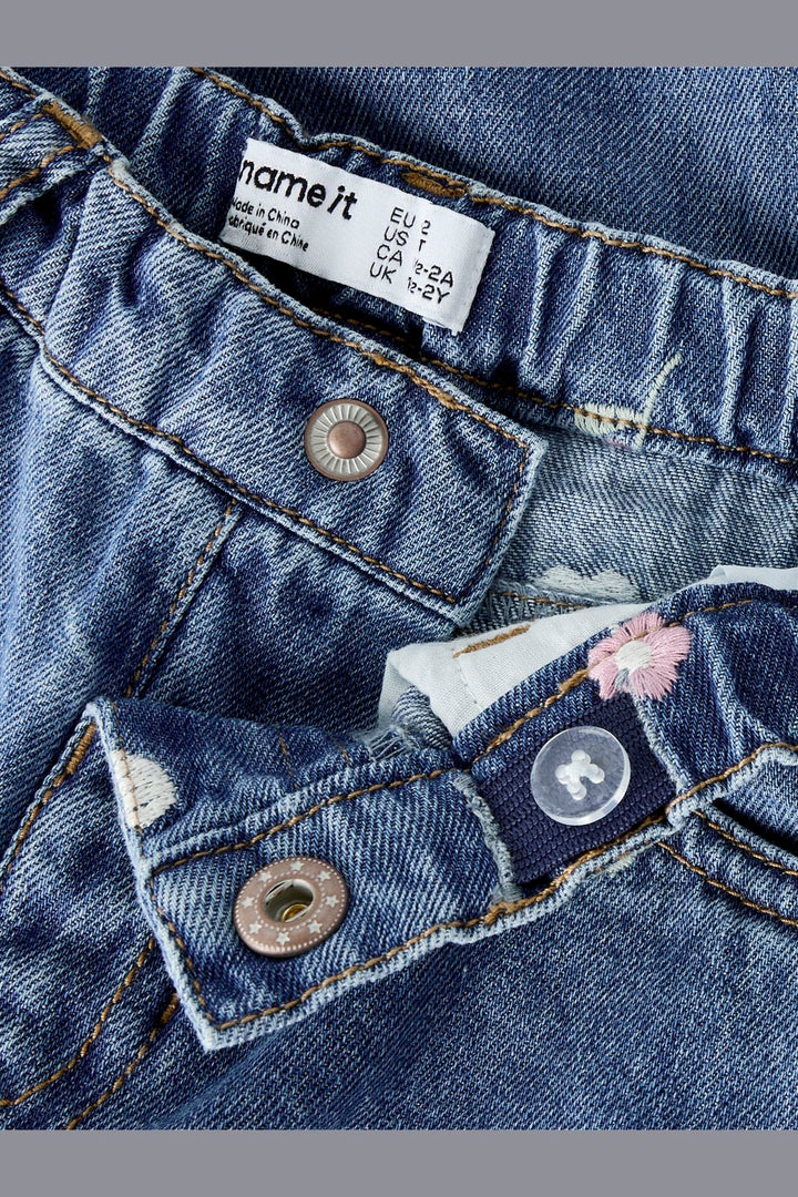Name It - Nmfbella Barrel Emb Jeans 4870-Ov L - 5039142 Medium Blue Denim Emb