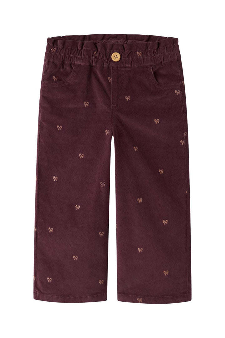 Name It - Nmfbella Wide Cord Glitter Pants 4510-Yt - 5204724 Catawba Grape Glitter Bow