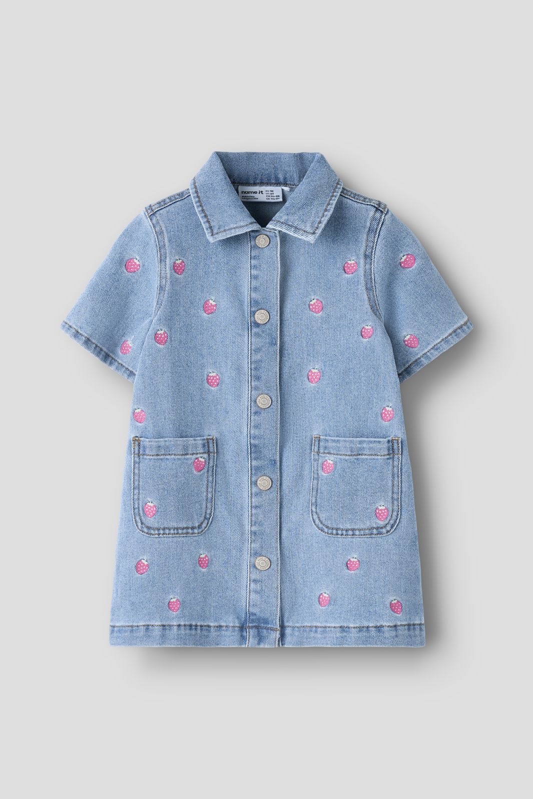 Name It - Nmflaila Ss Emb Dress 6202-Iz - 5055048 Light Blue Denim Starwberry