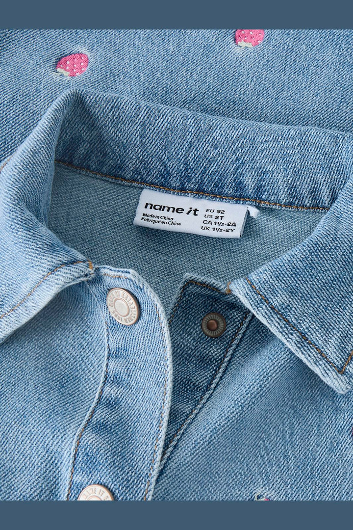 Name It - Nmflaila Ss Emb Dress 6202-Iz - 5055048 Light Blue Denim Starwberry