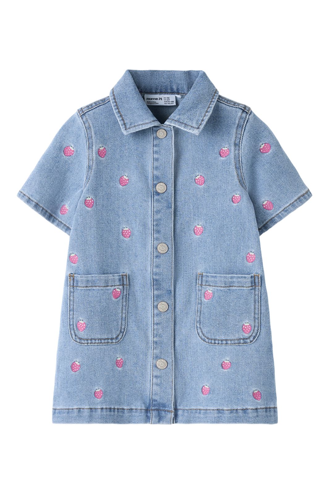 Name It - Nmflaila Ss Emb Dress 6202-Iz - 5055048 Light Blue Denim Starwberry