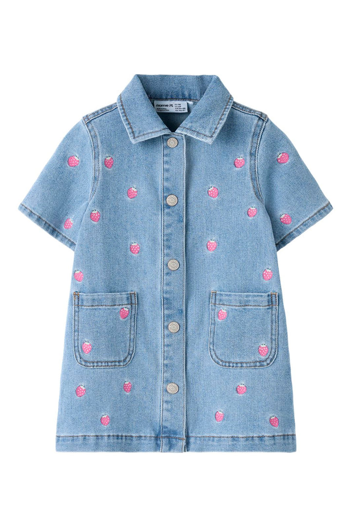 Name It - Nmflaila Ss Emb Dress 6202-Iz - 5055048 Light Blue Denim Starwberry
