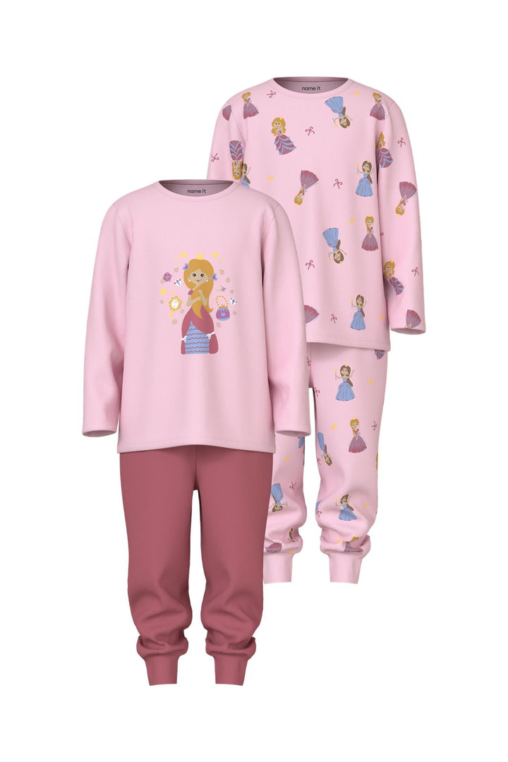 Name It - Nmfnightset Princess - 5098832 Parfait Pink W/ Aop + Chest Print