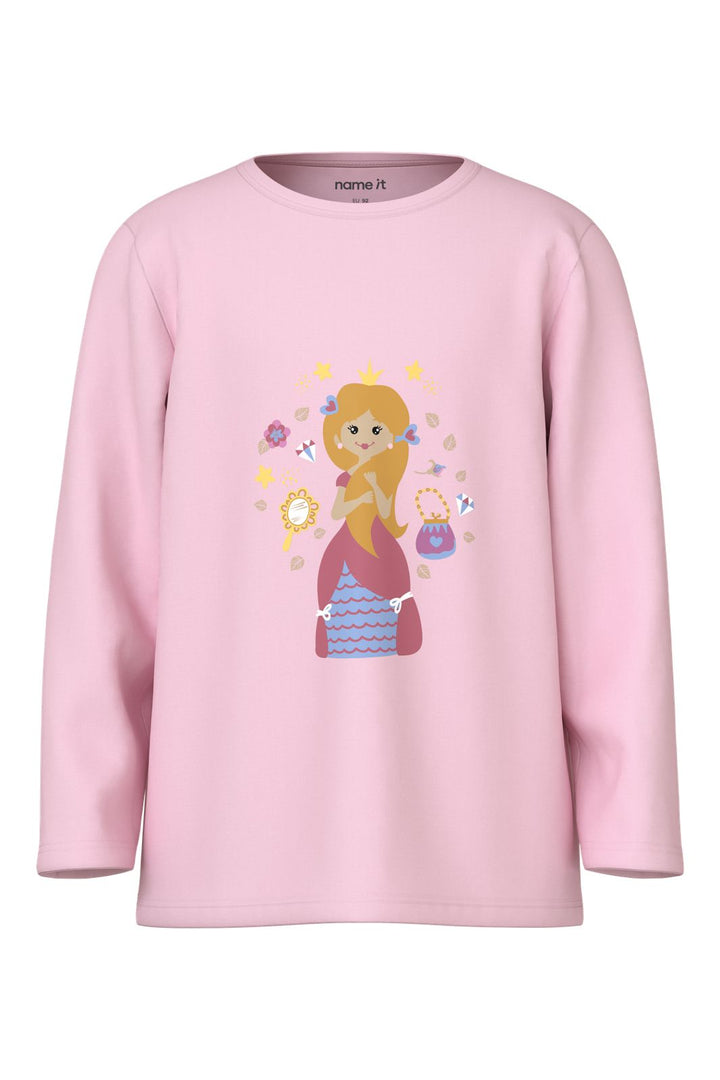 Name It - Nmfnightset Princess - 5098832 Parfait Pink W/ Aop + Chest Print