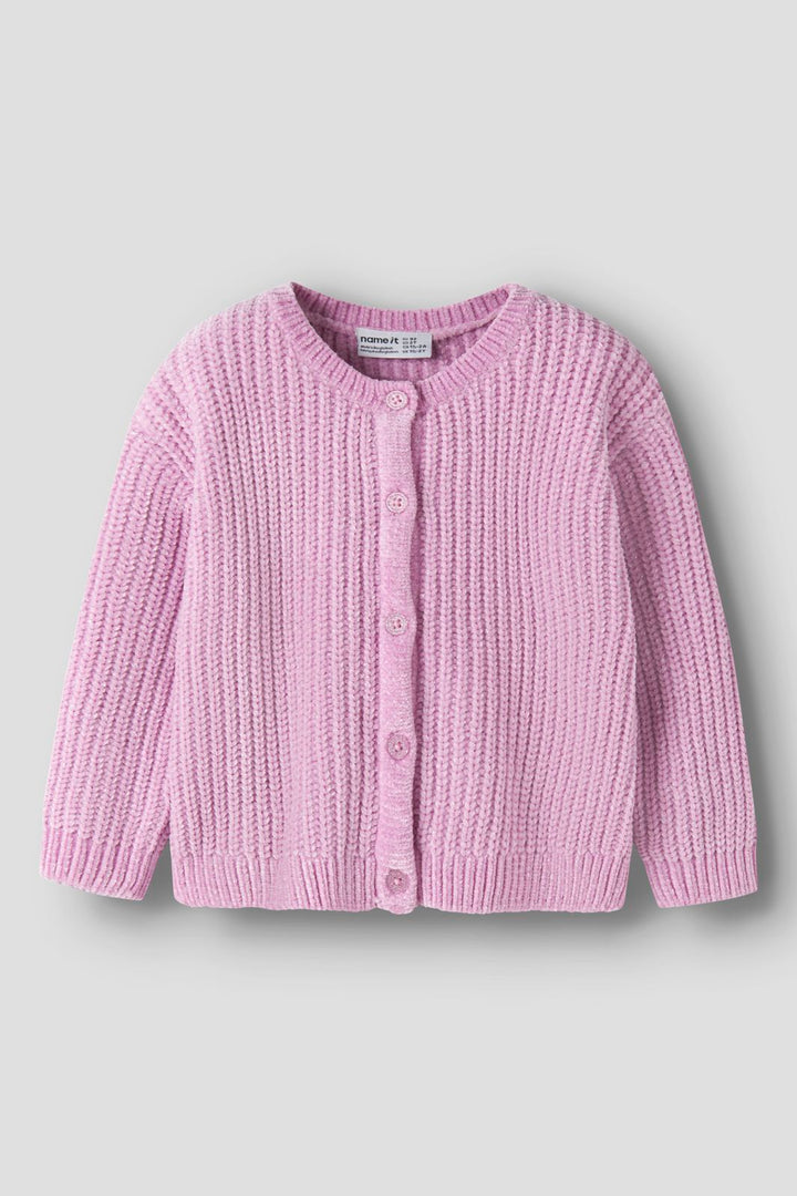 Name It - Nmfrome Ls Loose Knit Card - 5116047 Full Blooming Pink Silver Lurex