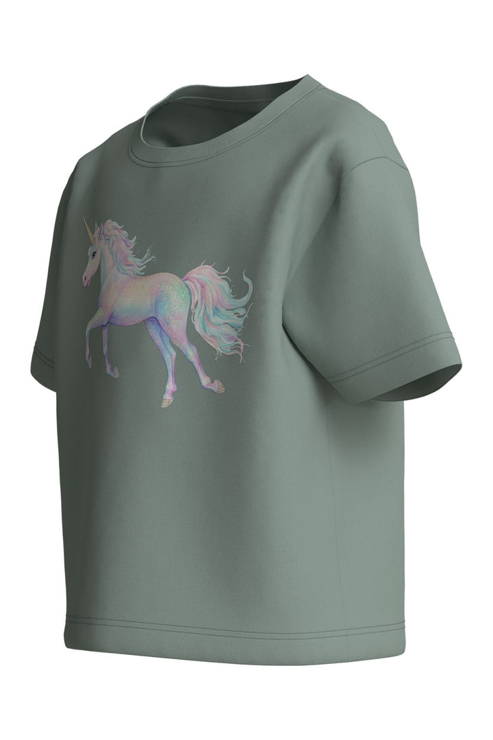 Name It - Nmfvotea Ss Nreg Top - 5088894 Green Milieu Unicorn