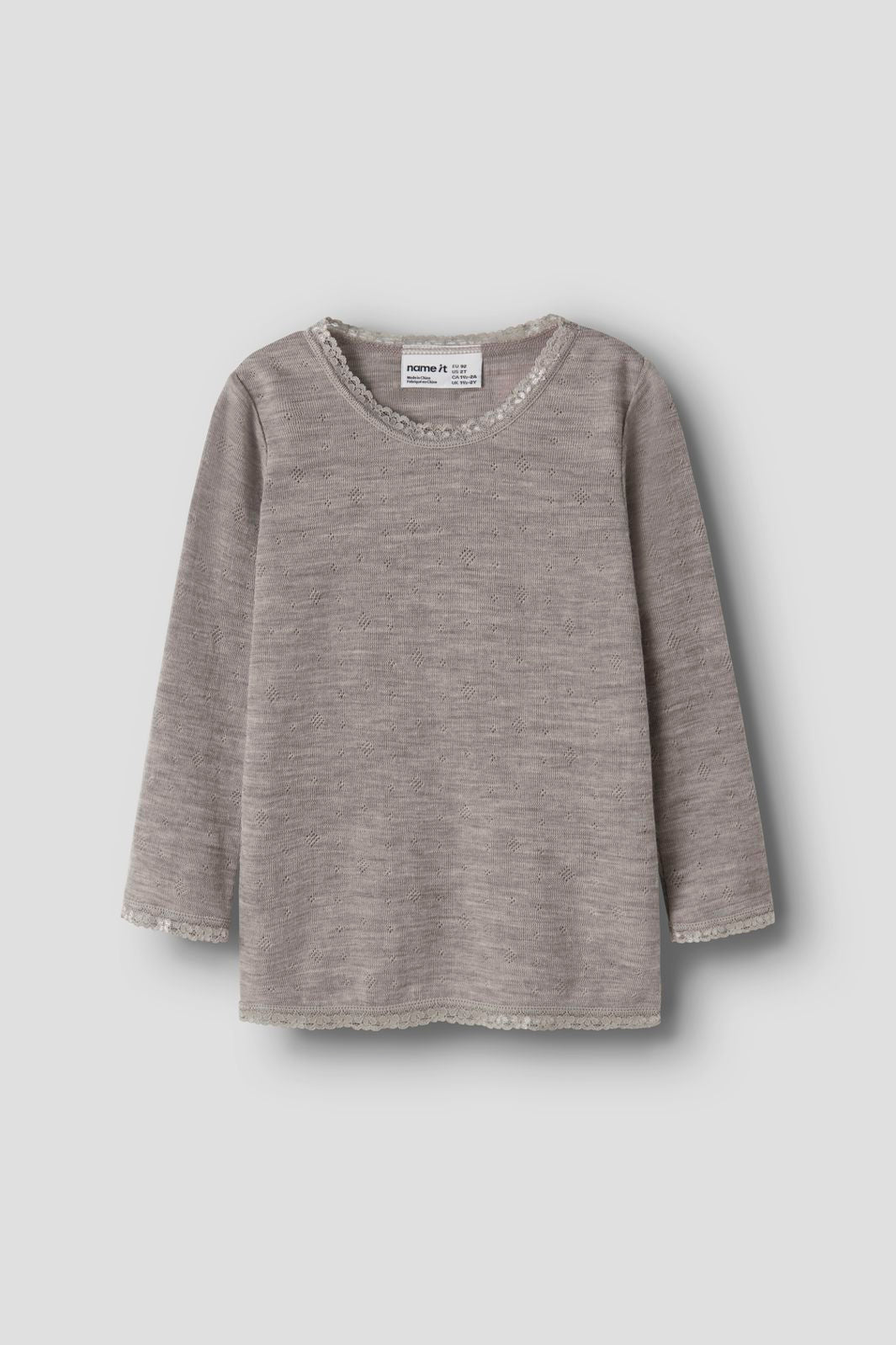 Name It - Nmfwang Wool Needle Ls Top Solid - 4738220 Satellite