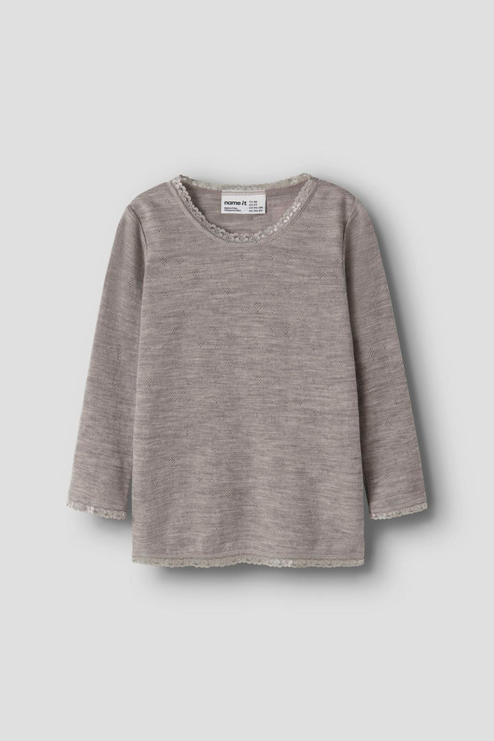 Name It - Nmfwang Wool Needle Ls Top Solid - 4738220 Satellite