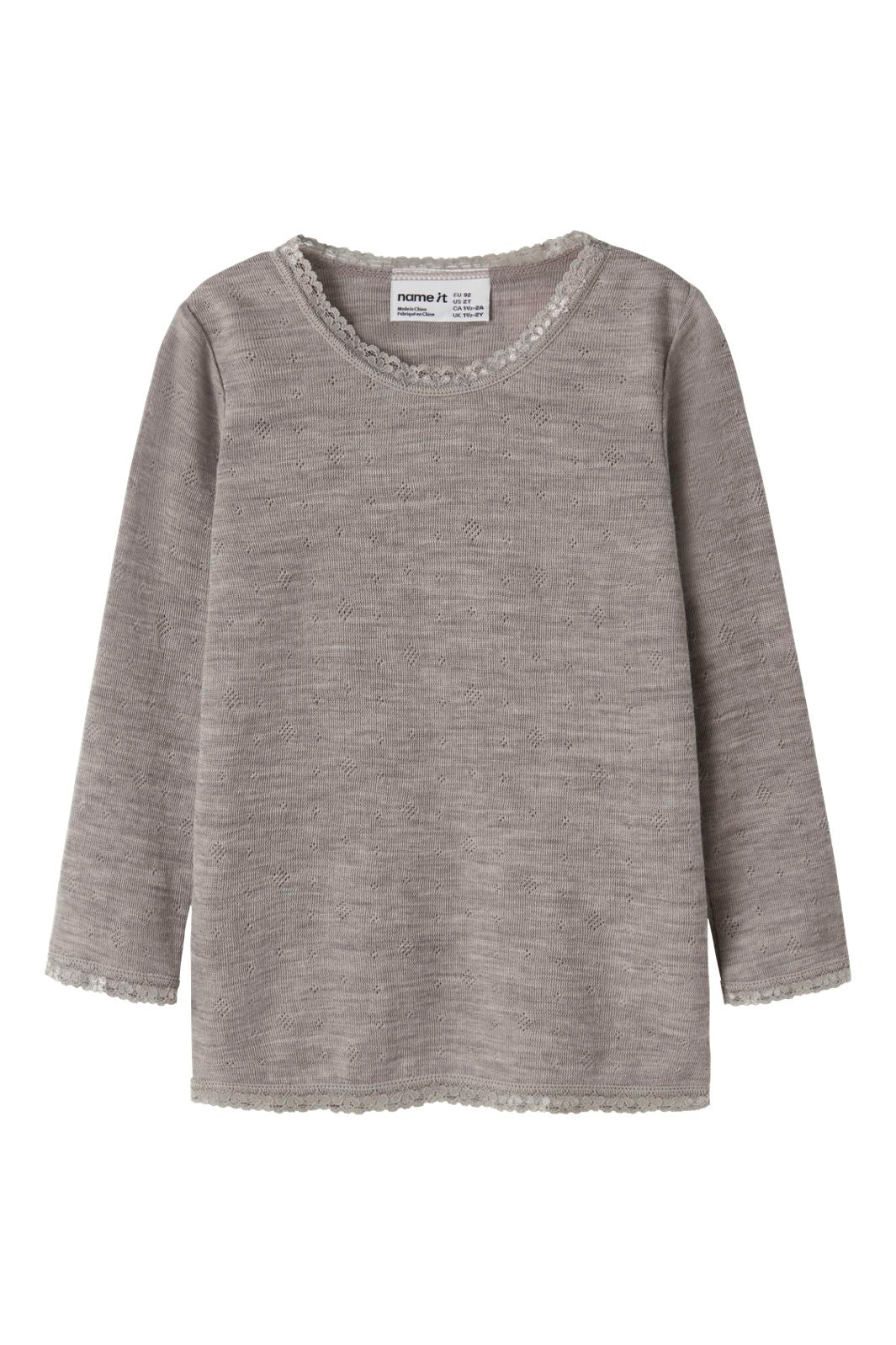 Name It - Nmfwang Wool Needle Ls Top Solid - 4738220 Satellite