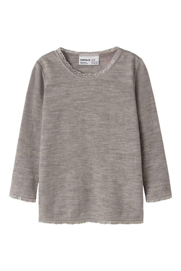 Name It - Nmfwang Wool Needle Ls Top Solid - 4738220 Satellite
