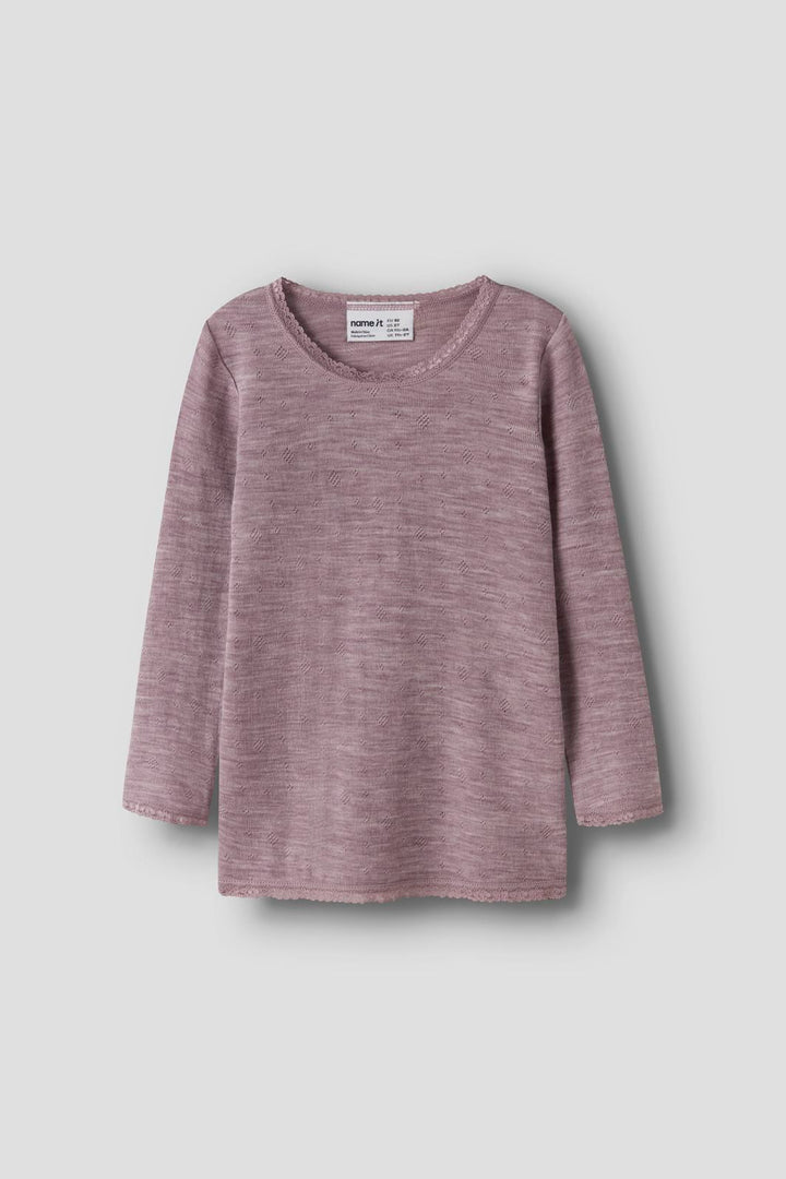 Name It - Nmfwang Wool Needle Ls Top Solid - 4968773 Toadstool