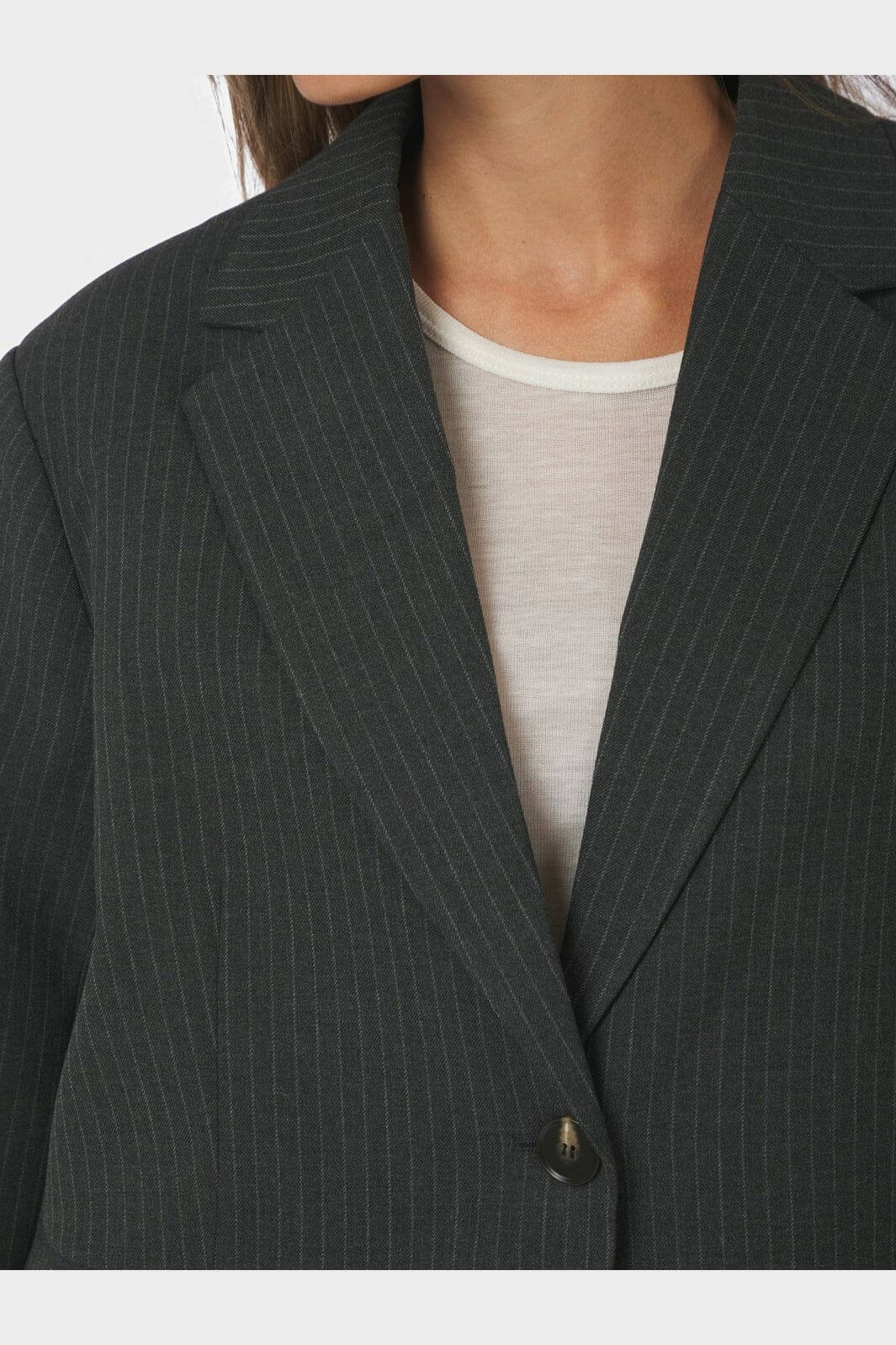 Neo Noir - Aarielle Slim Pinstripe Blazer 171088 - 107 - Dark Grey Melange