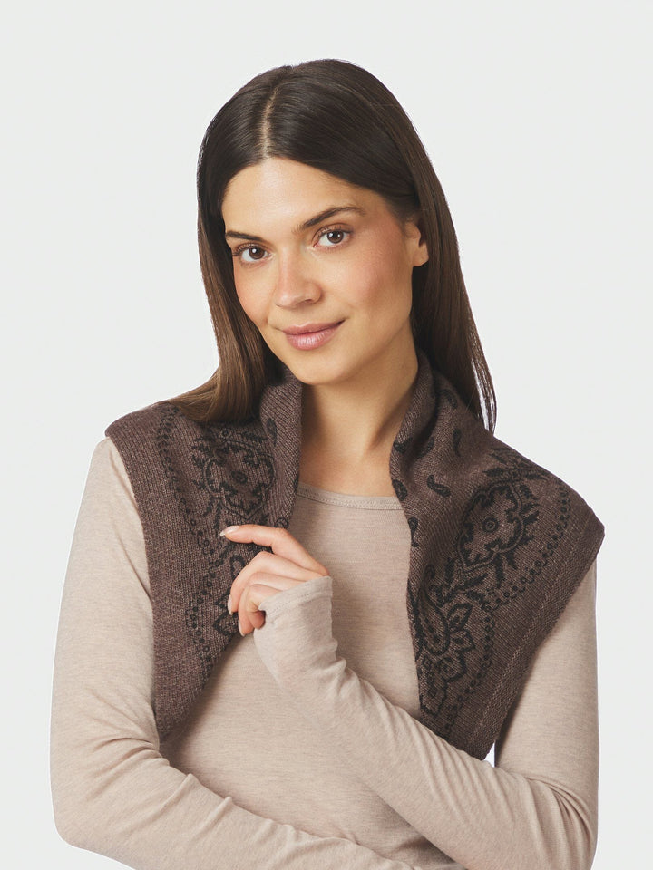 Neo Noir - Adelina Paisley Knit Scarf 169506 - 205 - Brown Melange Tørklæder 