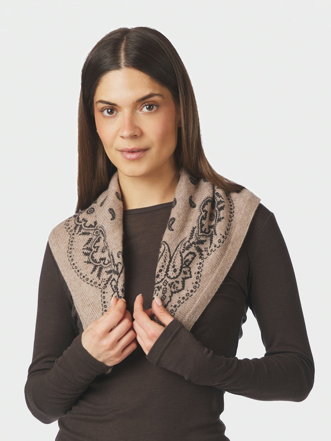 Neo Noir - Adelina Paisley Knit Scarf 169506 - 976 - Beige Melange Tørklæder 