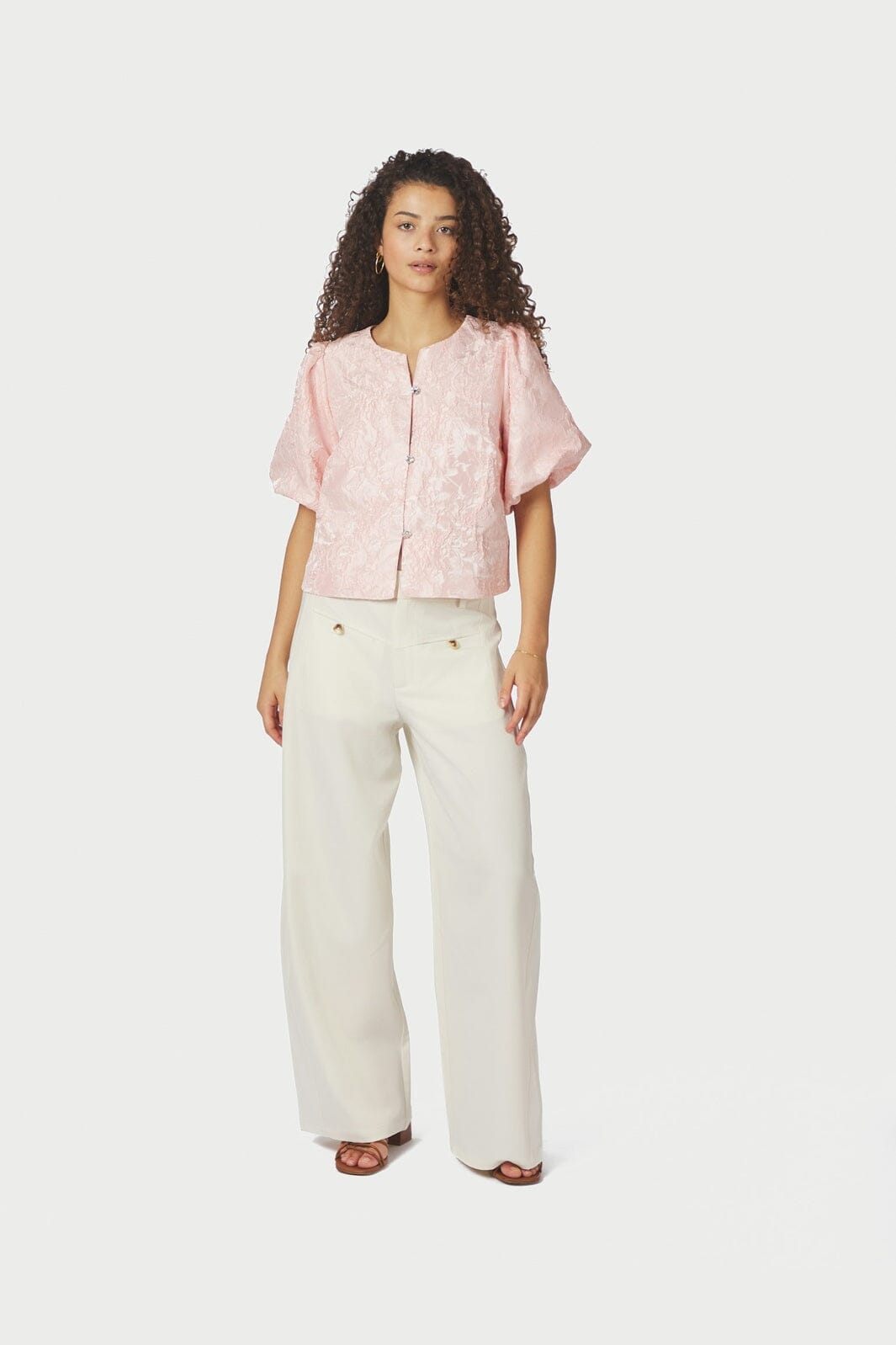 Neo Noir - Aisa Soft Brocade Blouse 168844 - 754 - Light Pink