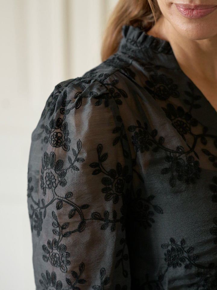 Neo Noir - Amara Emb. Blouse 170985 - 100 - Black Bluser 