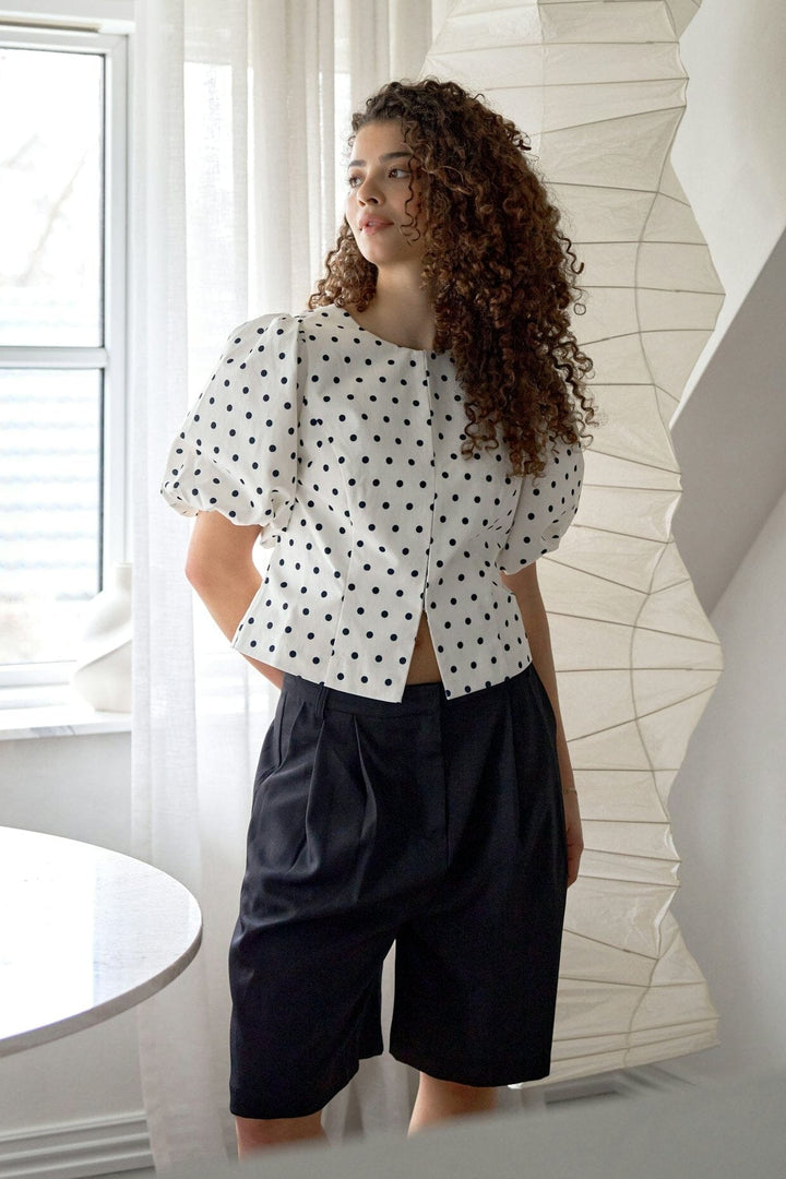 Neo Noir - Anela Dot Blouse 167821 - 120 - White Bluser 