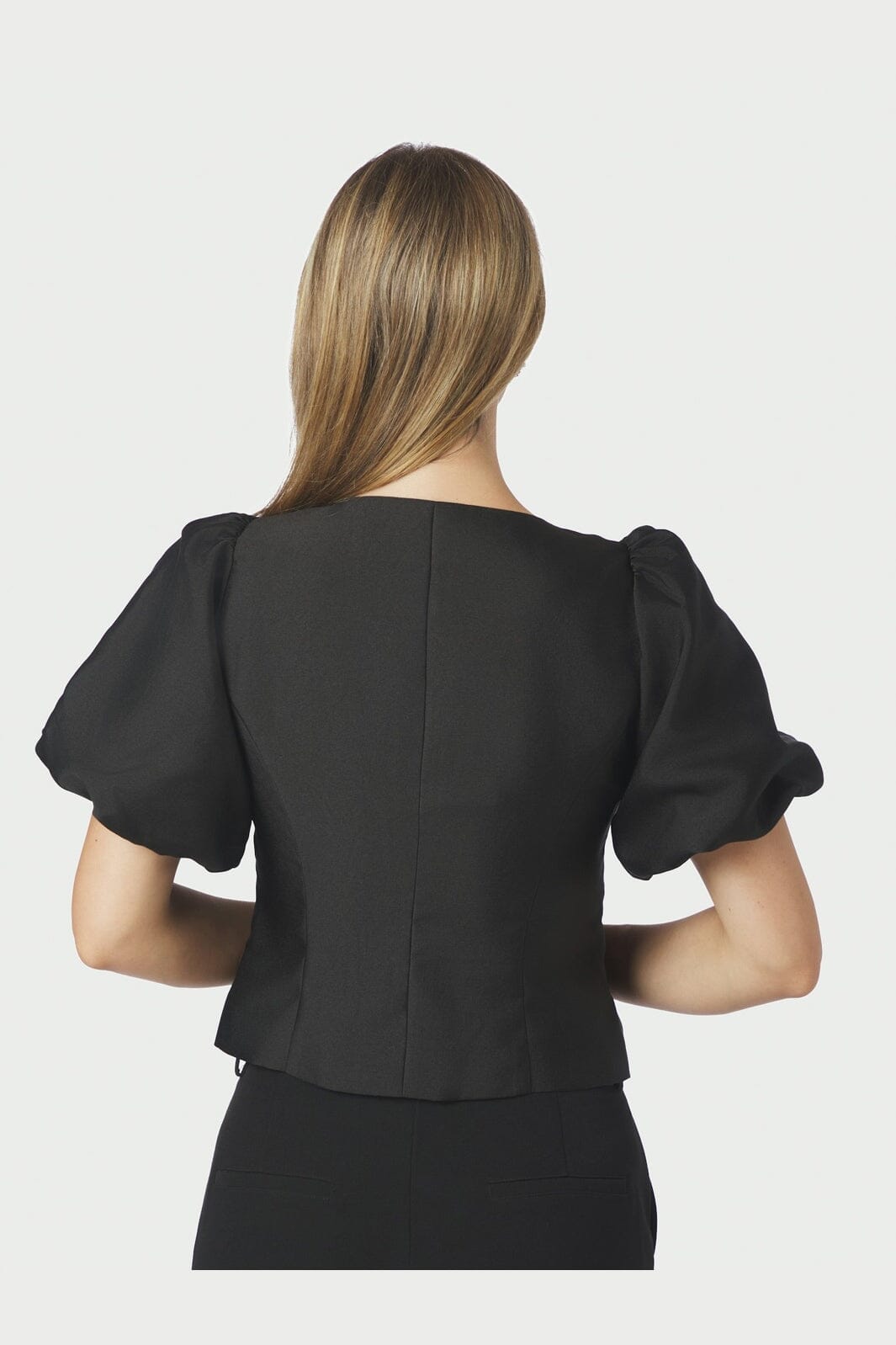 Neo Noir - Anela Mandarin Dull Satin Blouse 170245 - 100 - Black
