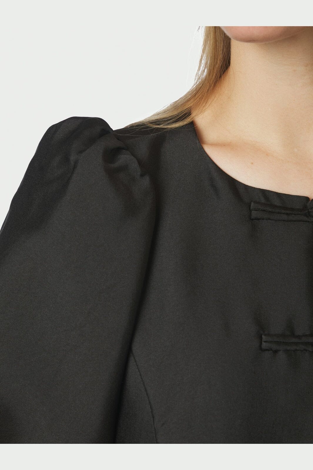 Neo Noir - Anela Mandarin Dull Satin Blouse 170245 - 100 - Black