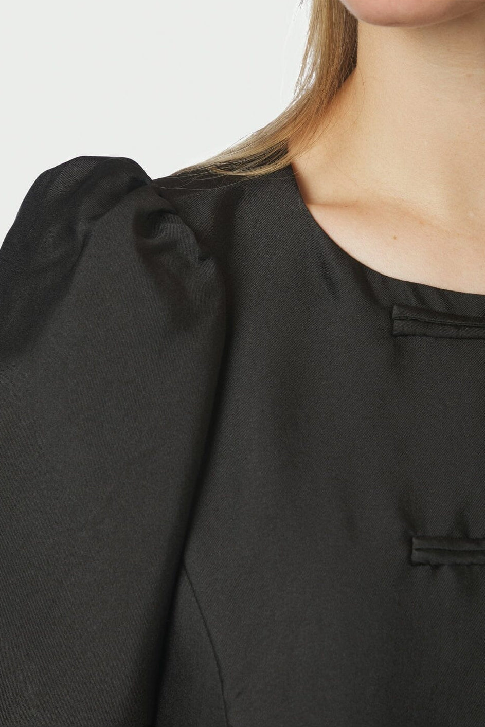 Neo Noir - Anela Mandarin Dull Satin Blouse 170245 - 100 - Black