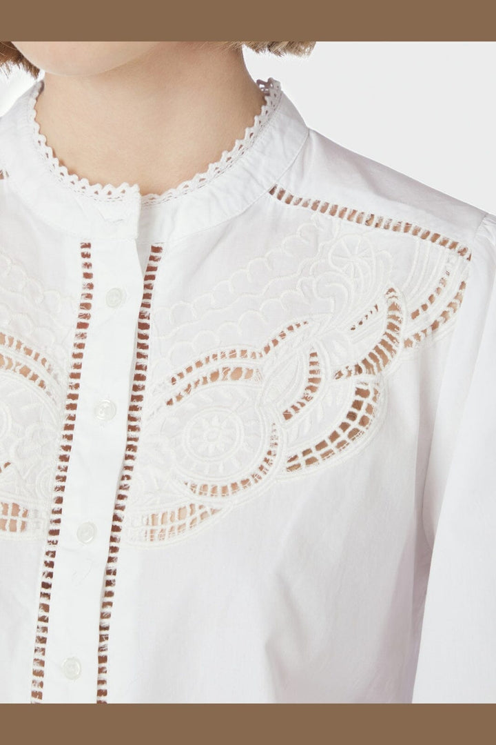 Neo Noir - Aneliah C Poplin Emb Blouse 169907 - 120 - White