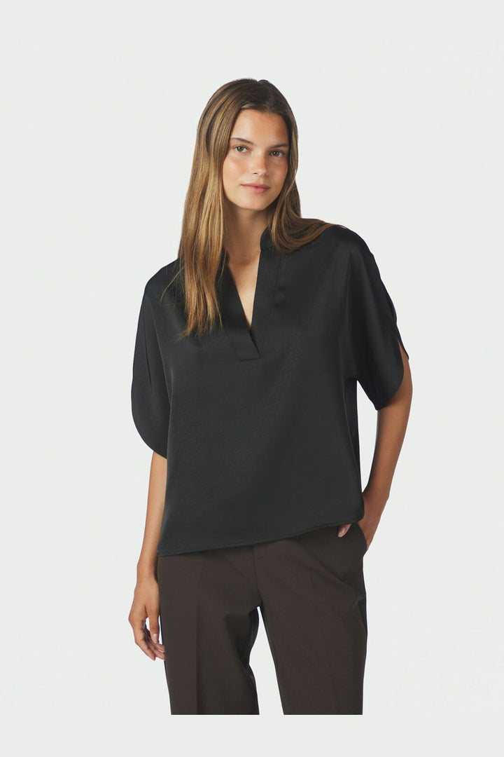 Neo Noir - Anelle Heavy Sateen Blouse 168286 - 100 - Black