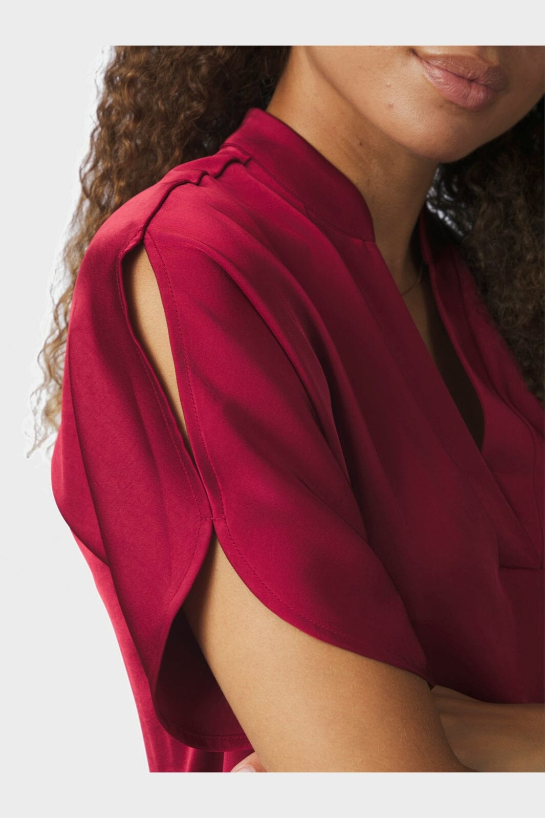 Neo Noir - Anelle Heavy Sateen Blouse 168286 - 321 - Dark Red