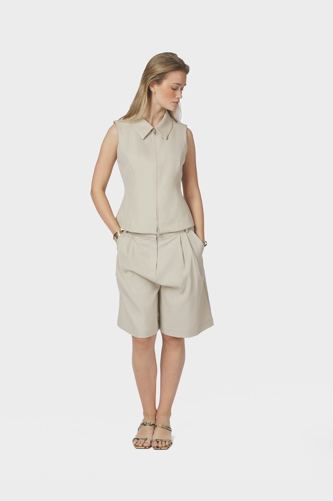 Neo Noir - Annabella Structure Waistcoat 165355 - 122 - Creme