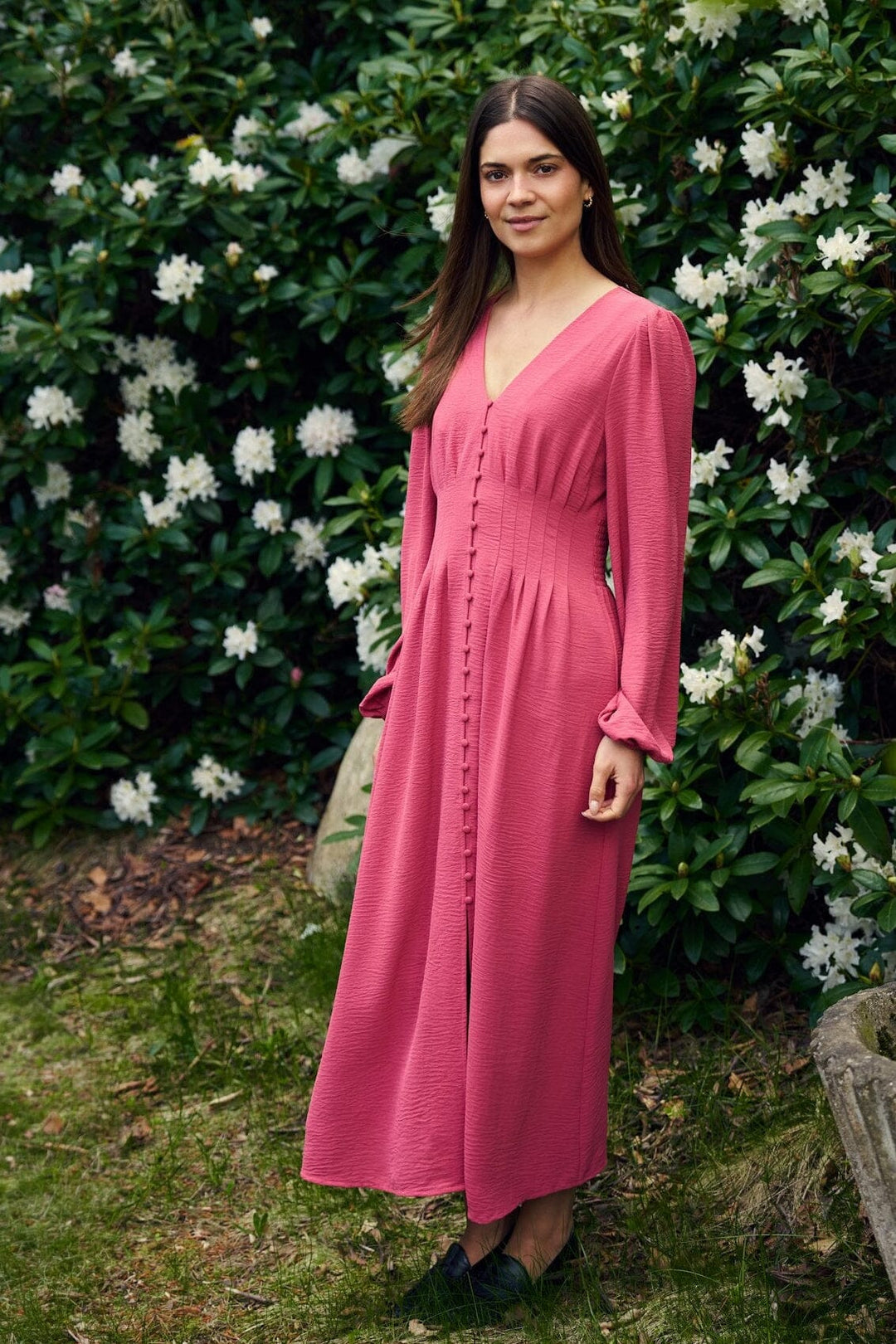 Neo Noir - Annelie Solid Crepe Dress 169135 - 430 - Cherry Pink Kjoler 