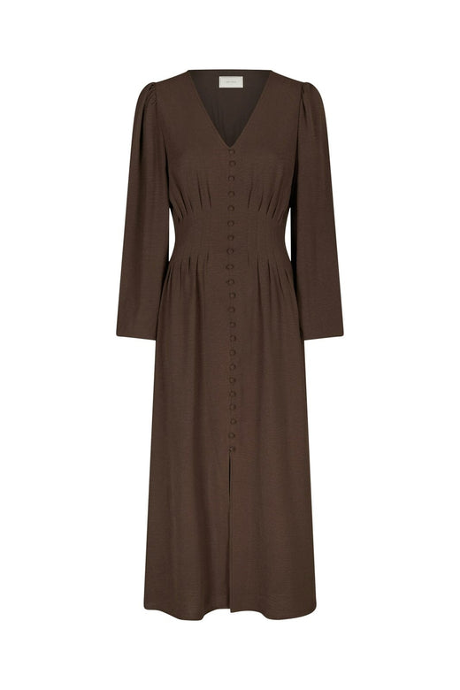 Neo Noir - Annelie Solid Crepe Dress 169135 - 676 - Dark Brown