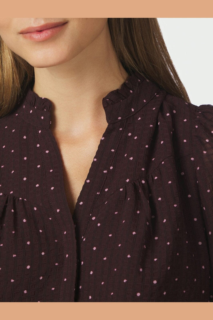 Neo Noir - Astrida Dotted Blouse 170798 - 174 - Burgundy