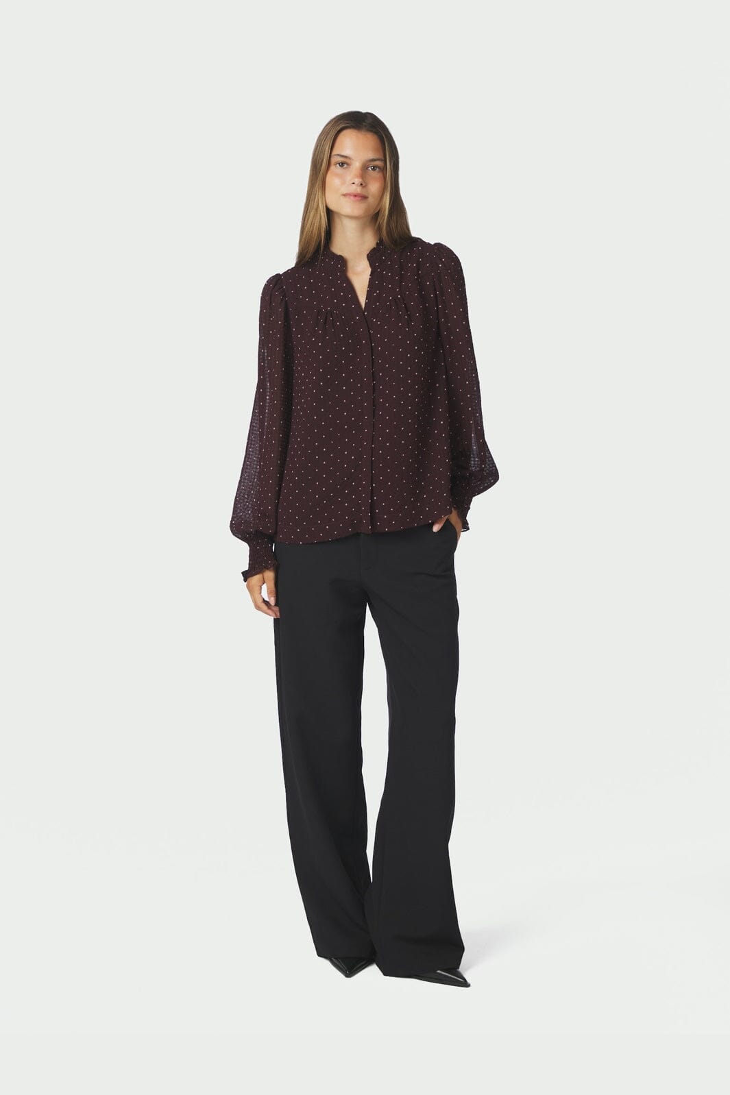 Neo Noir - Astrida Dotted Blouse 170798 - 174 - Burgundy