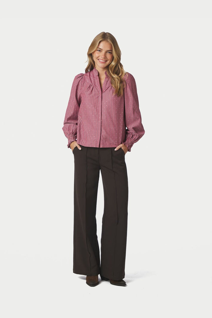 Neo Noir - Astrida Soft Stripe Stone Blouse 170370 - 393 - Dark Rose
