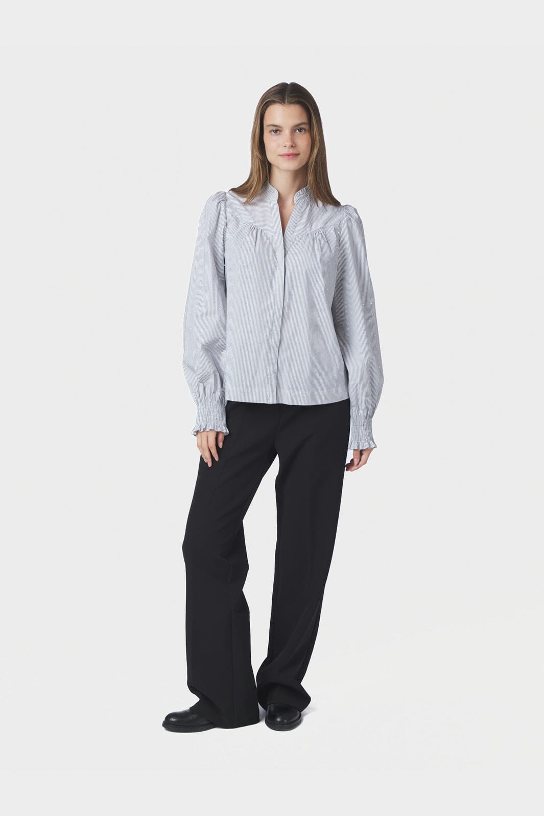 Neo Noir - Astrida Stripe Stone Blouse 167292 - 120 - White