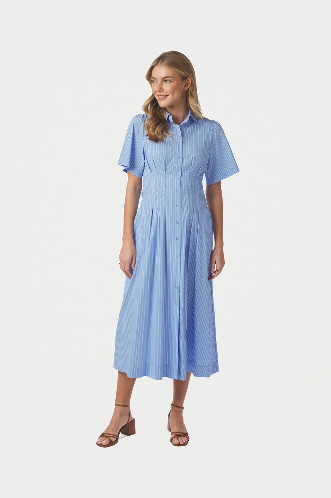 Neo Noir - Baia Stripe Poplin Dress 167585 - 145 - Light Blue