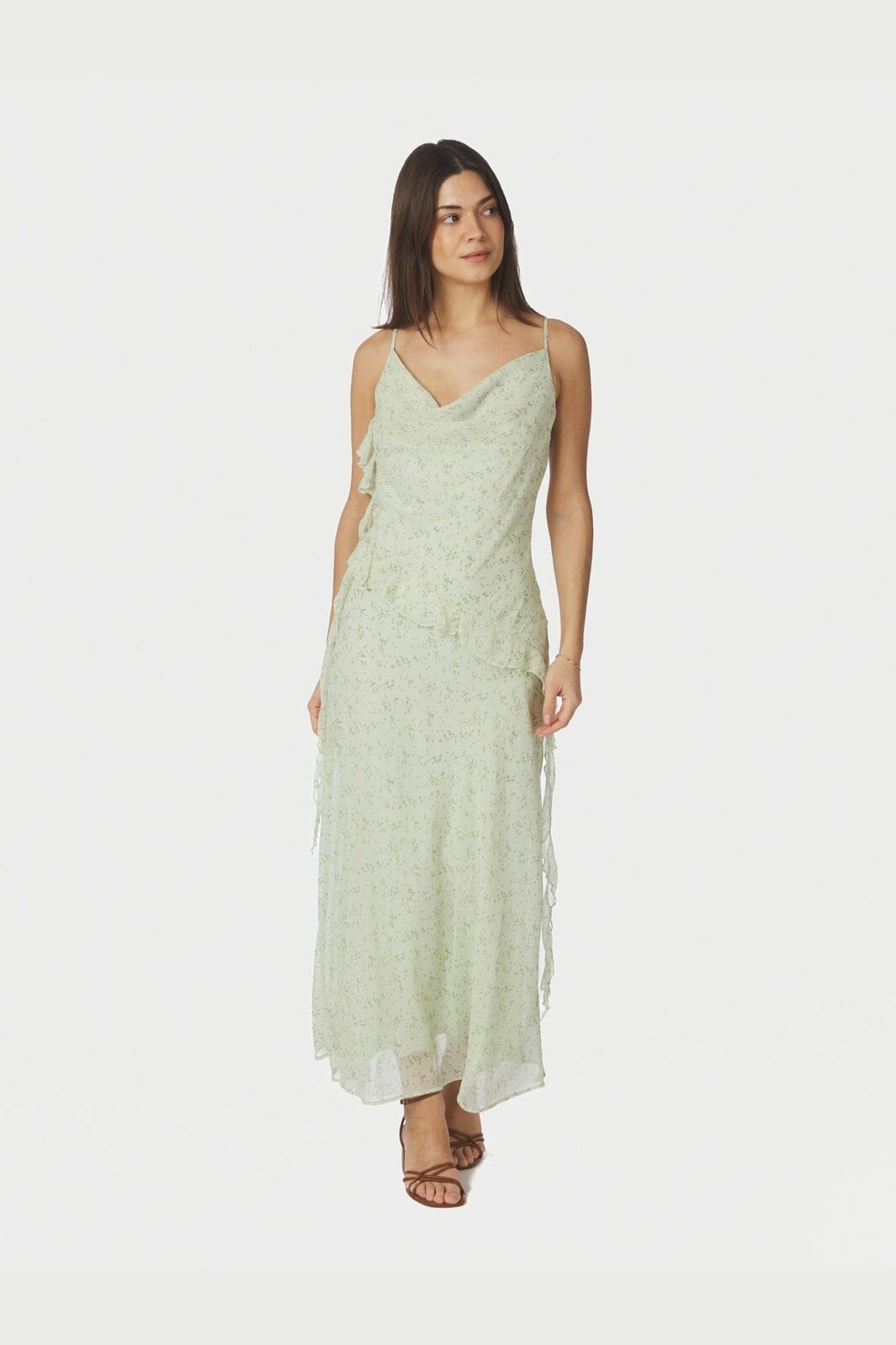 Neo Noir - Belena Leafy Ditsy Dress 169358 - 154 - Light Green