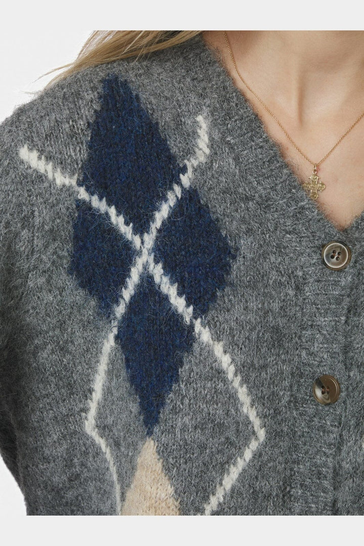 Neo Noir - Beleney Small Check Fluff Cardigan 169343 - 104 - Dark Grey