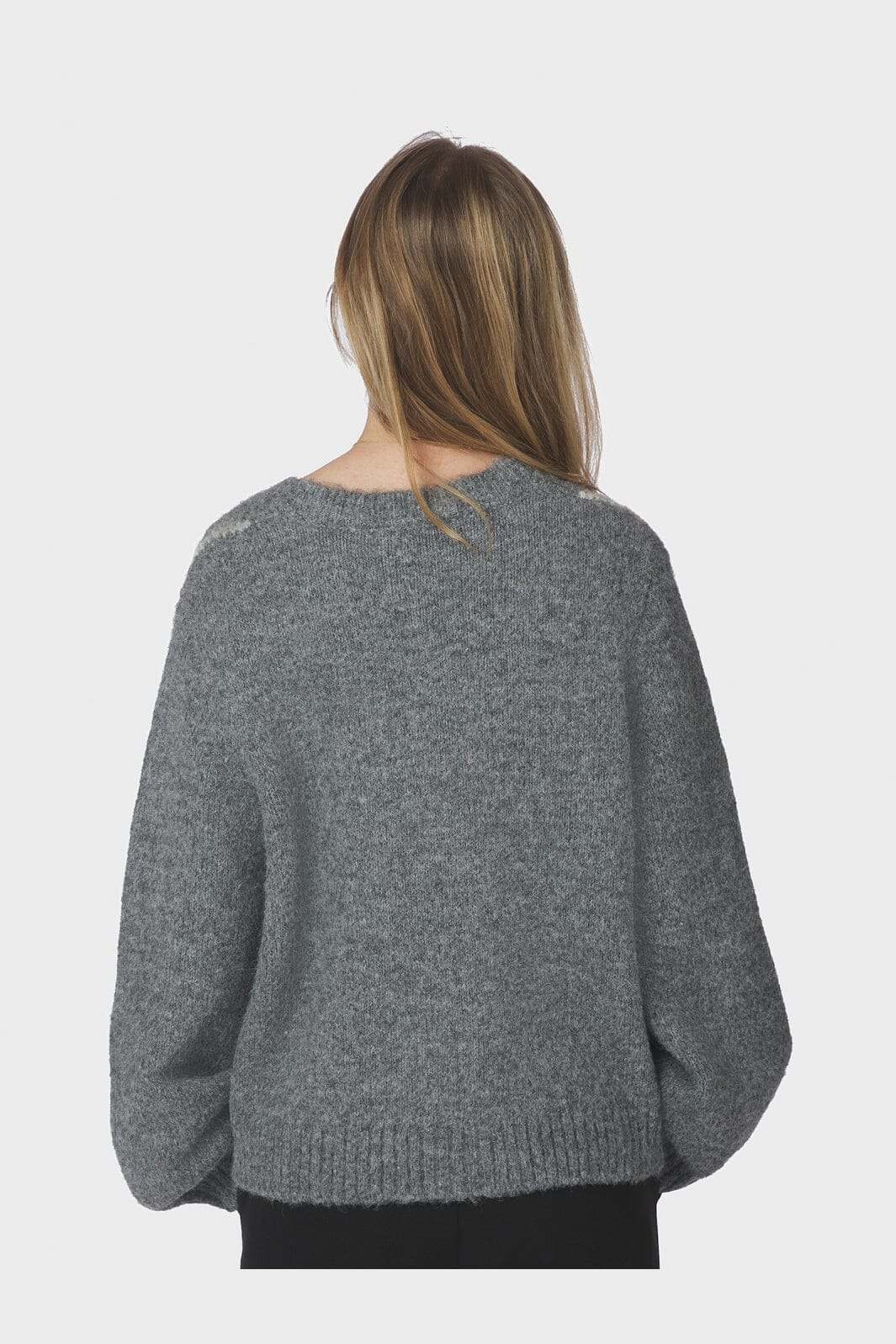 Neo Noir - Beleney Small Check Fluff Cardigan 169343 - 104 - Dark Grey