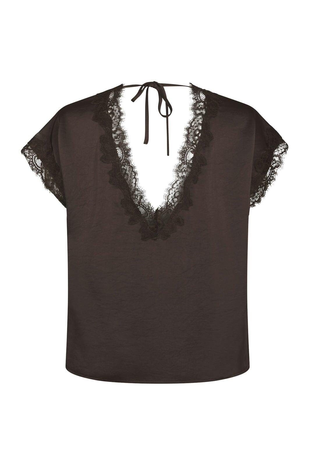 Neo Noir - Benera Heavy Sateen Lace Blouse 170061 - 676 - Dark Brown