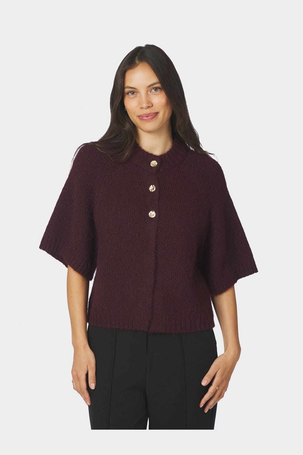 Neo Noir - Benuta Fluffy Knit Cardigan 165816 - 174 - Burgundy
