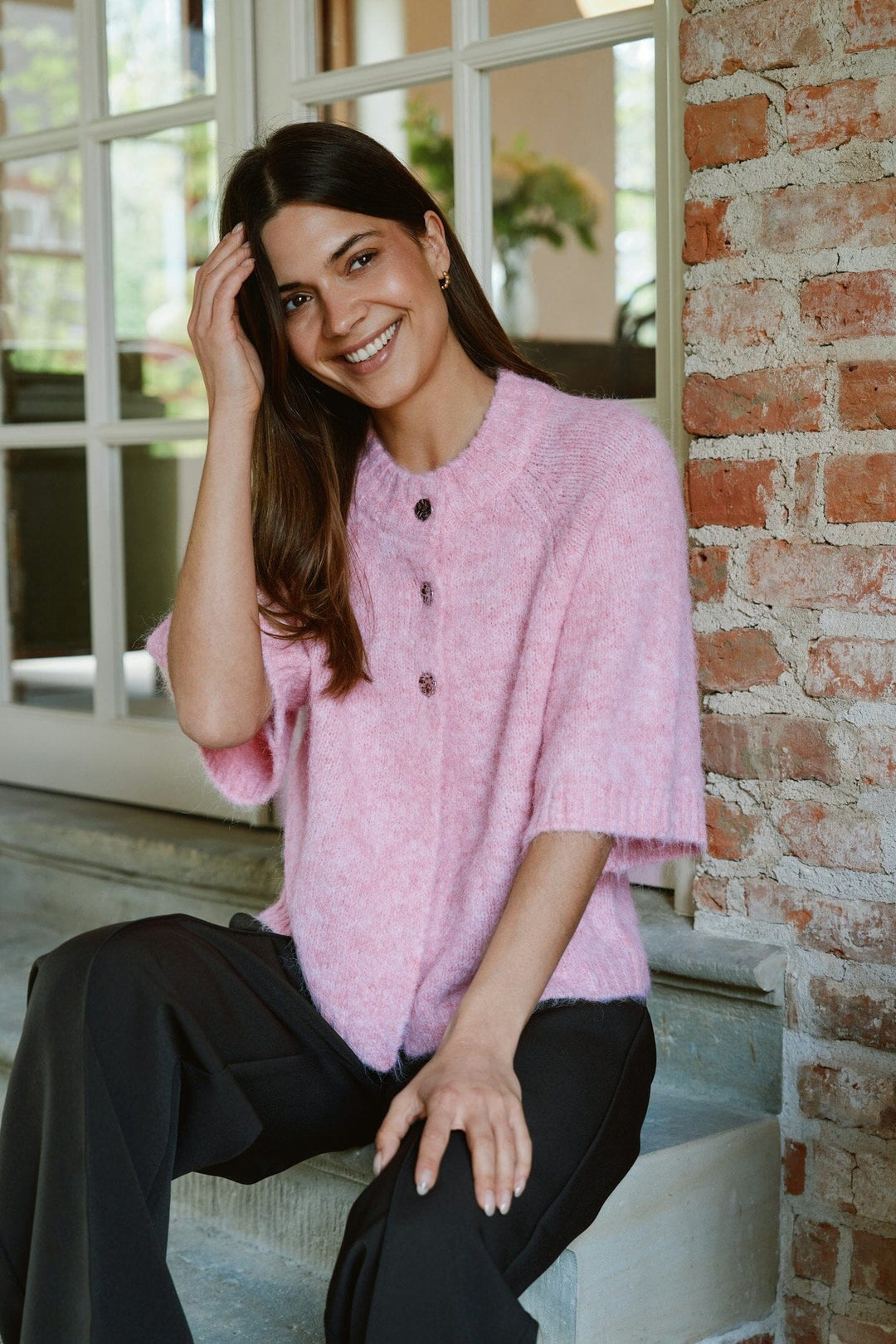 Neo Noir - Benuta Fluffy Knit Cardigan 165816 - 754 - Light Pink Cardigans 