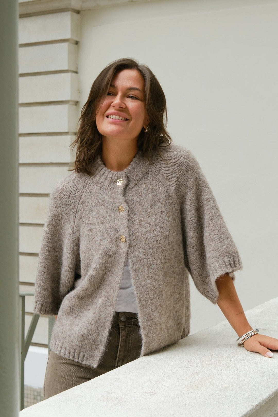 Neo Noir - Benuta Fluffy Knit Cardigan 165816 - 976 - Beige Melange Cardigans 