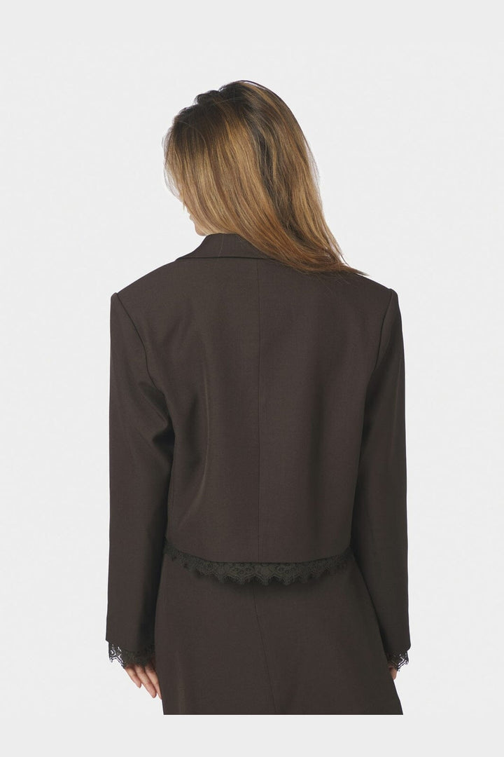 Neo Noir - Blythe Structure Lace Blazer 170658 - 676 - Dark Brown