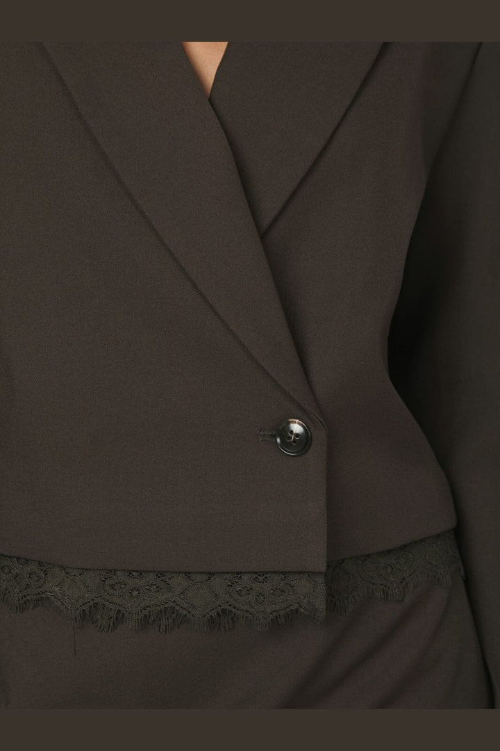 Neo Noir - Blythe Structure Lace Blazer 170658 - 676 - Dark Brown