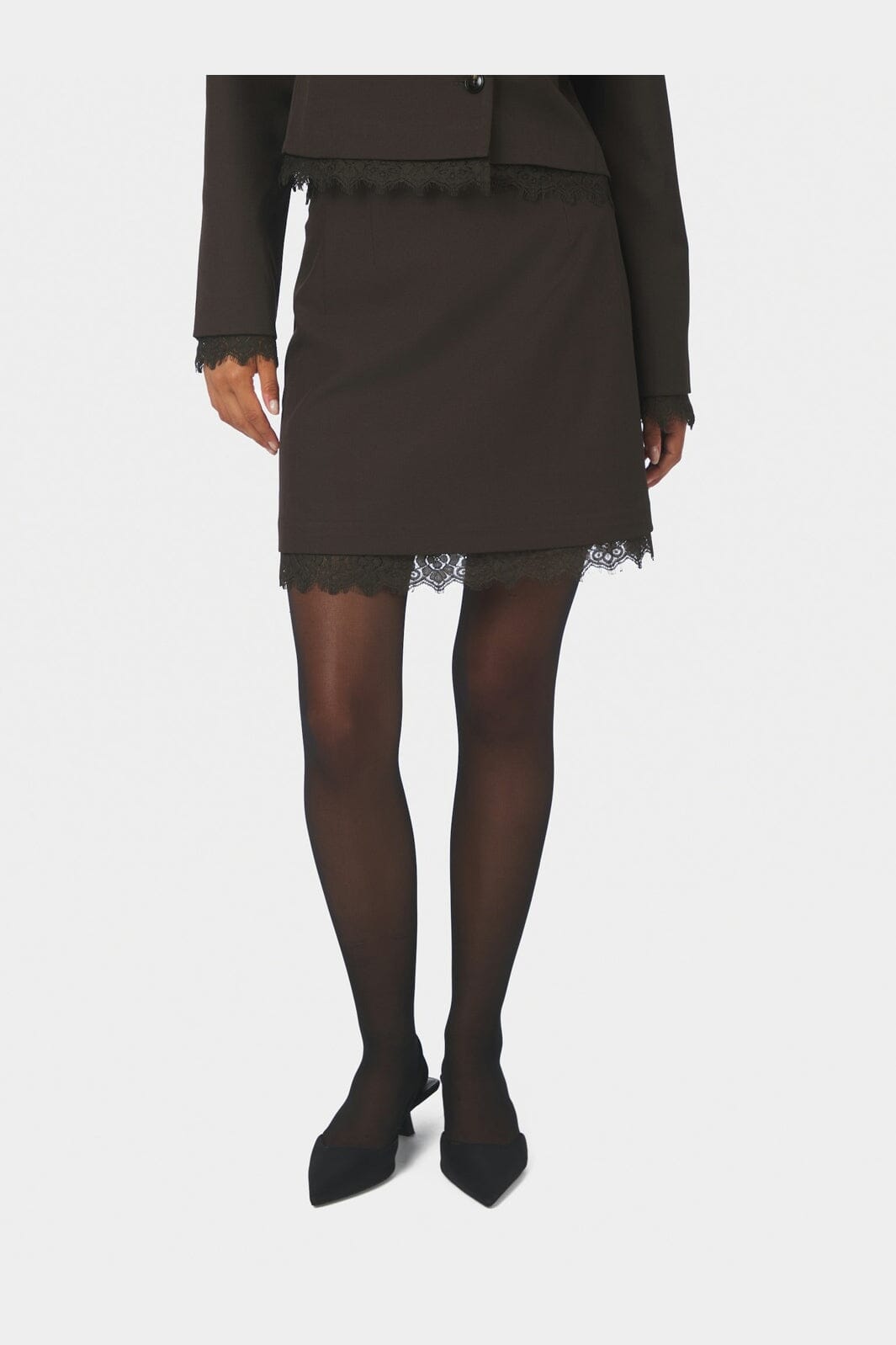 Neo Noir - Brigitte Structure Lace Skirt 169852 - 676 - Dark Brown