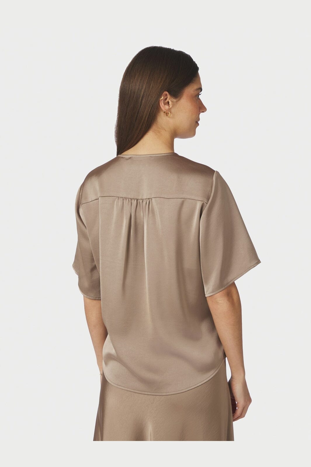 Neo Noir - Casadia Heavy Sateen Blouse 165695 - 811 - Dark Taupe