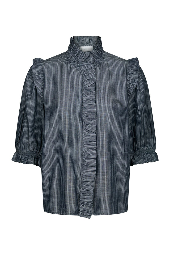 Neo Noir - Chacha Chambray Stripe Blouse 169737 - 534 - Dark Blue
